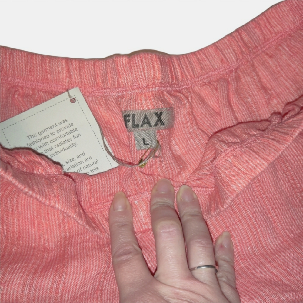 NWT Flax Floods Linen Vintage Elastic Waist High Rise Pull On Wide Leg Pants - Picture 6 of 15